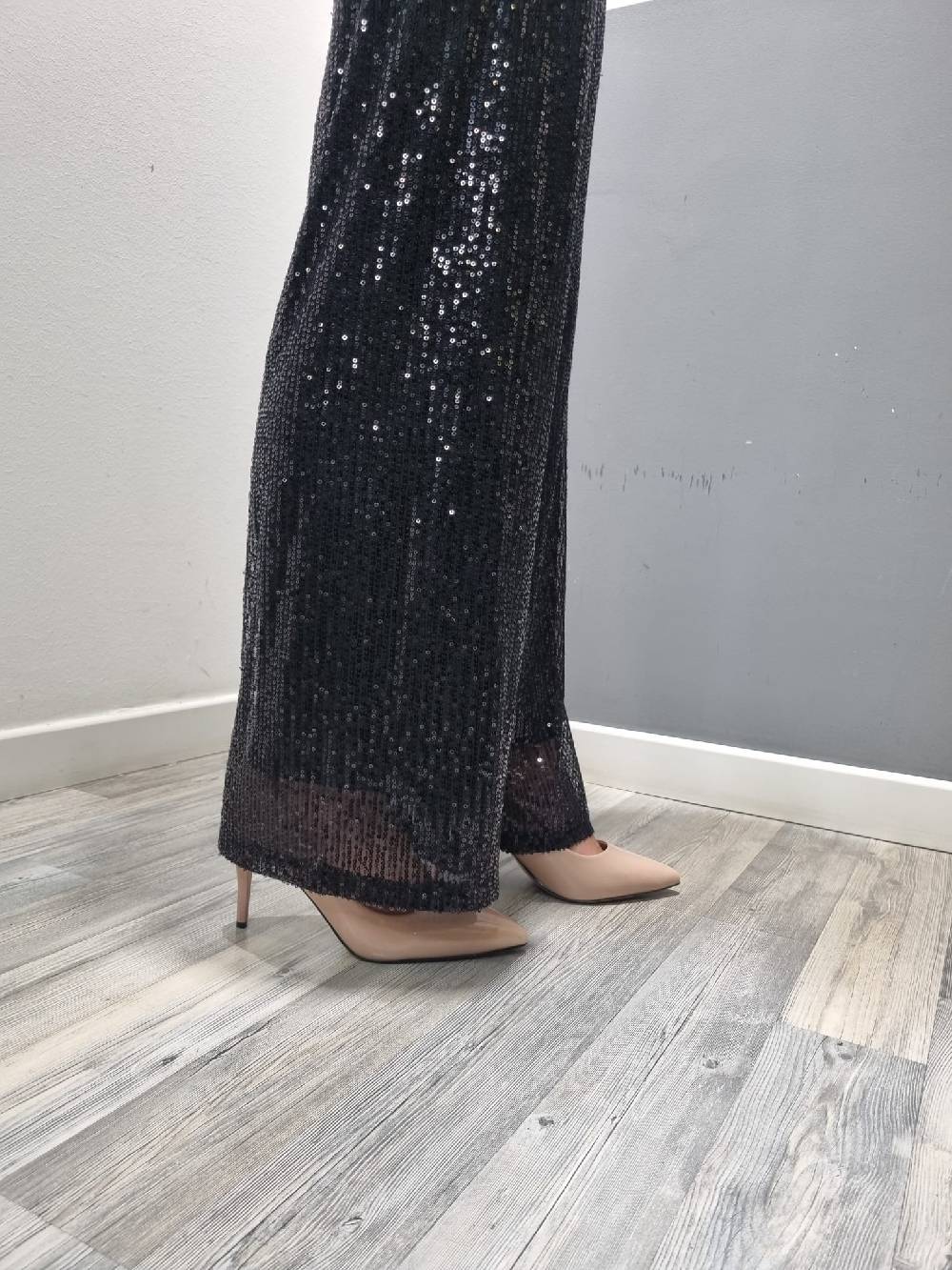 Le Chicche Pantalone Paillettes Nero Vendita Economica