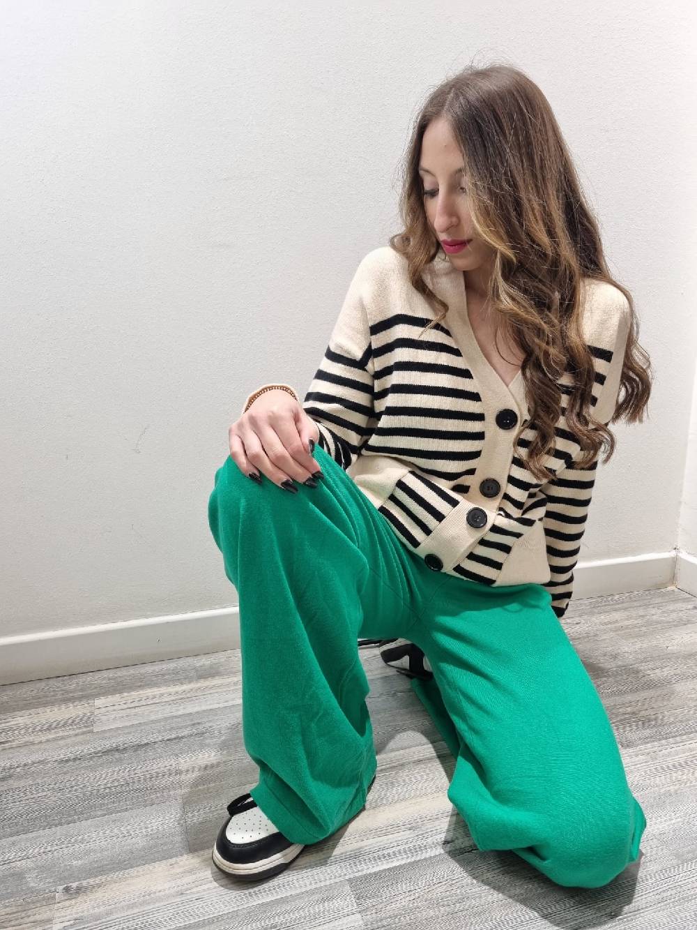 Le Chicche Pantalone Maglina Verde Trasporto libero internazionale