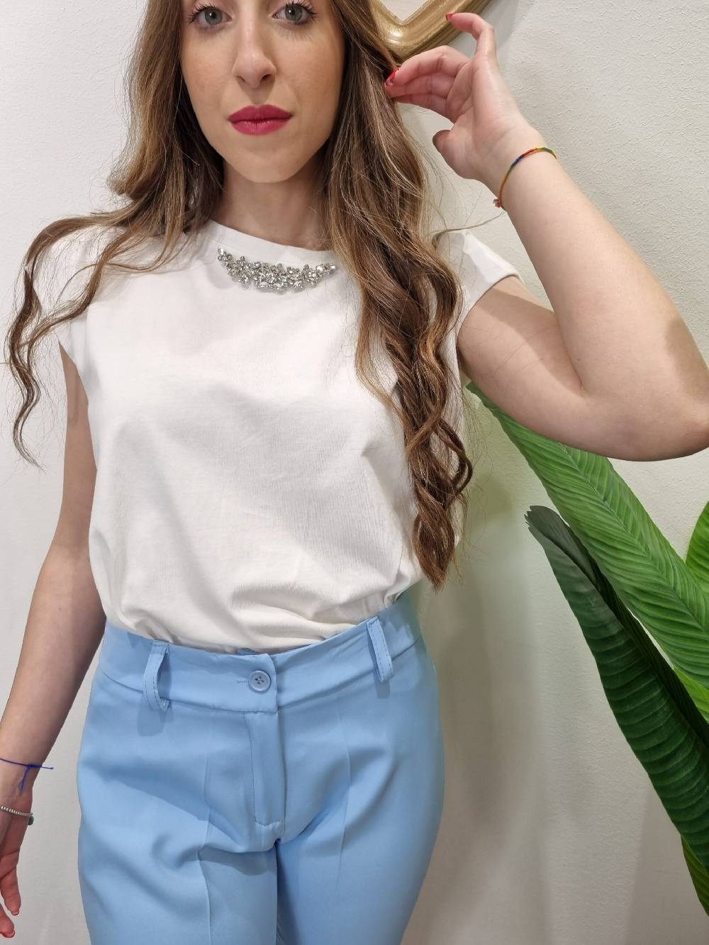 Le Chicche Pantalone Azzurro Cielo Negozi Online
