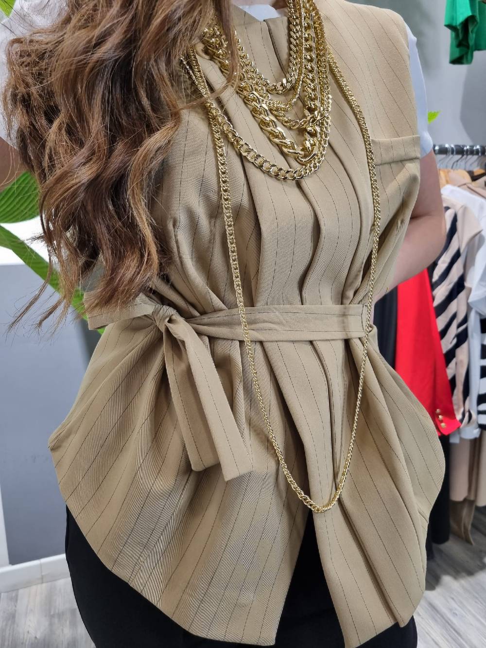 Le Chicche Gilet Gessato Plissè Only for today