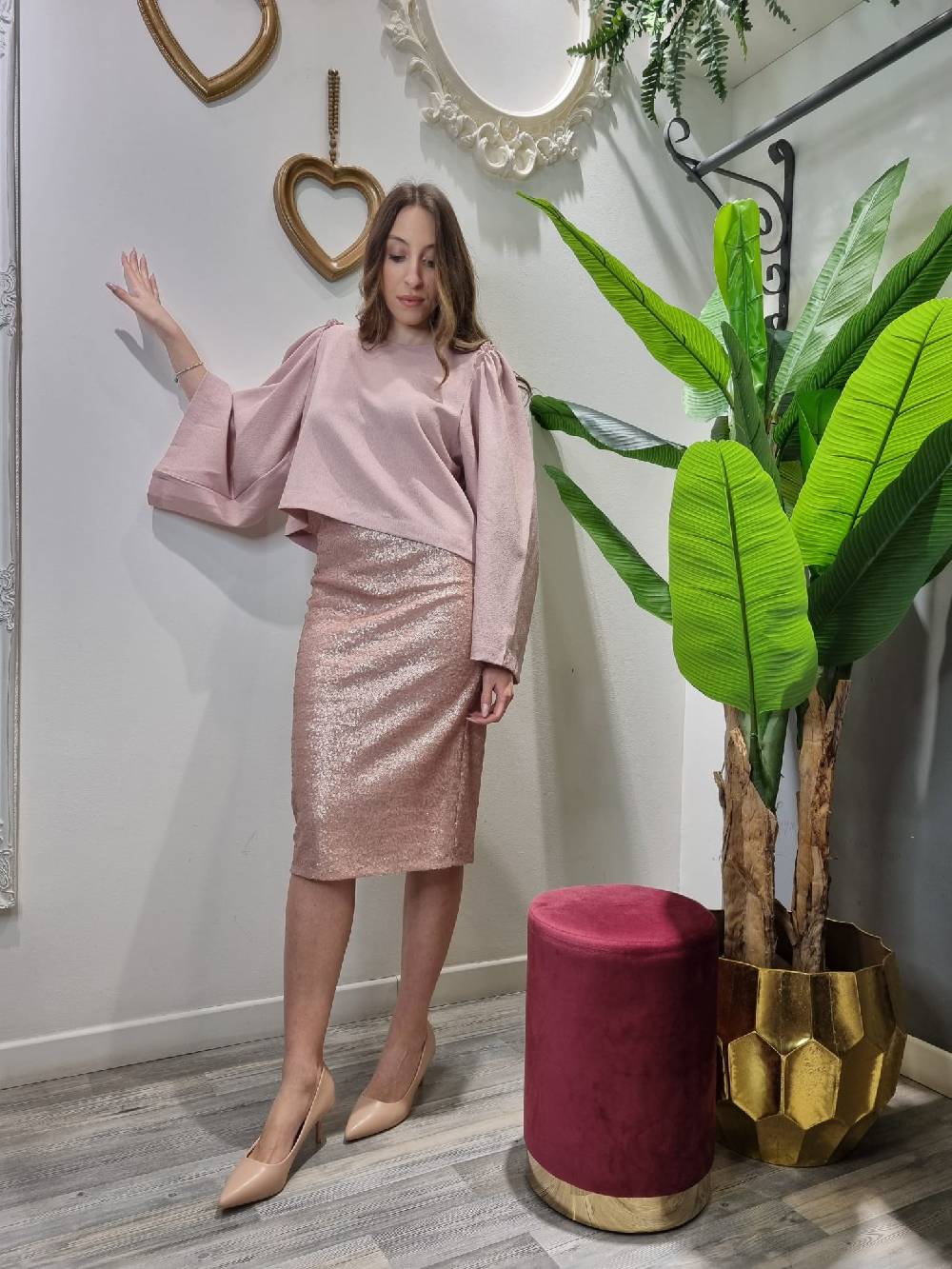 Le Chicche Gonna Paillettes Rosa Negozi Online