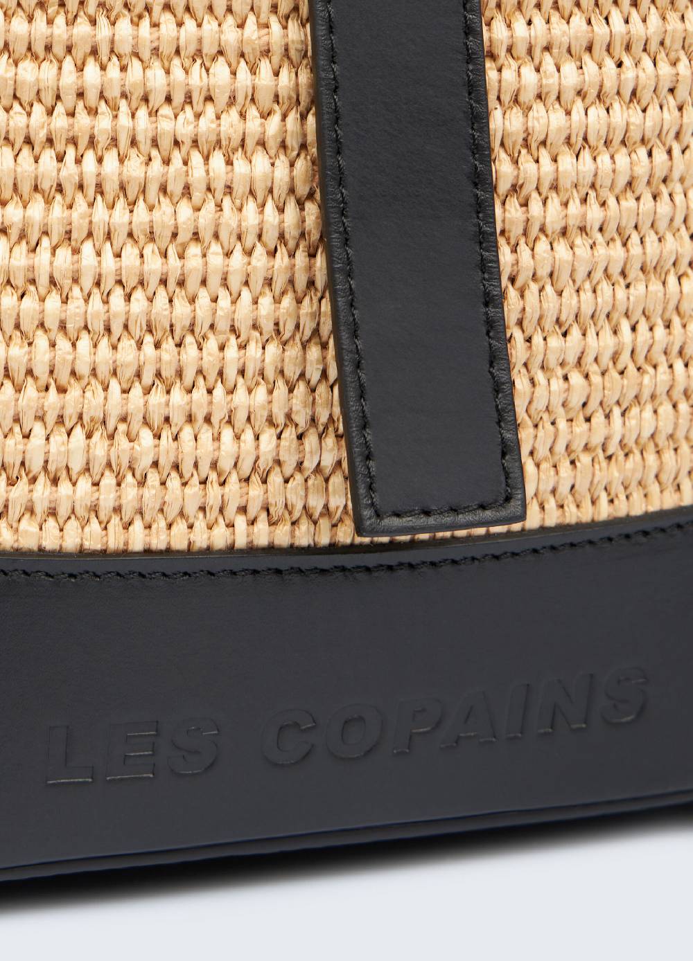 LES COPAINSBorsa in vera pelle e rafia Promozione Limitata