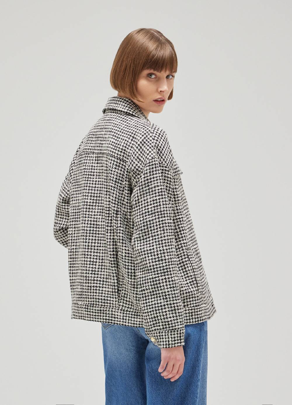 LES COPAINSChore jacket motivo pied de poule Presa