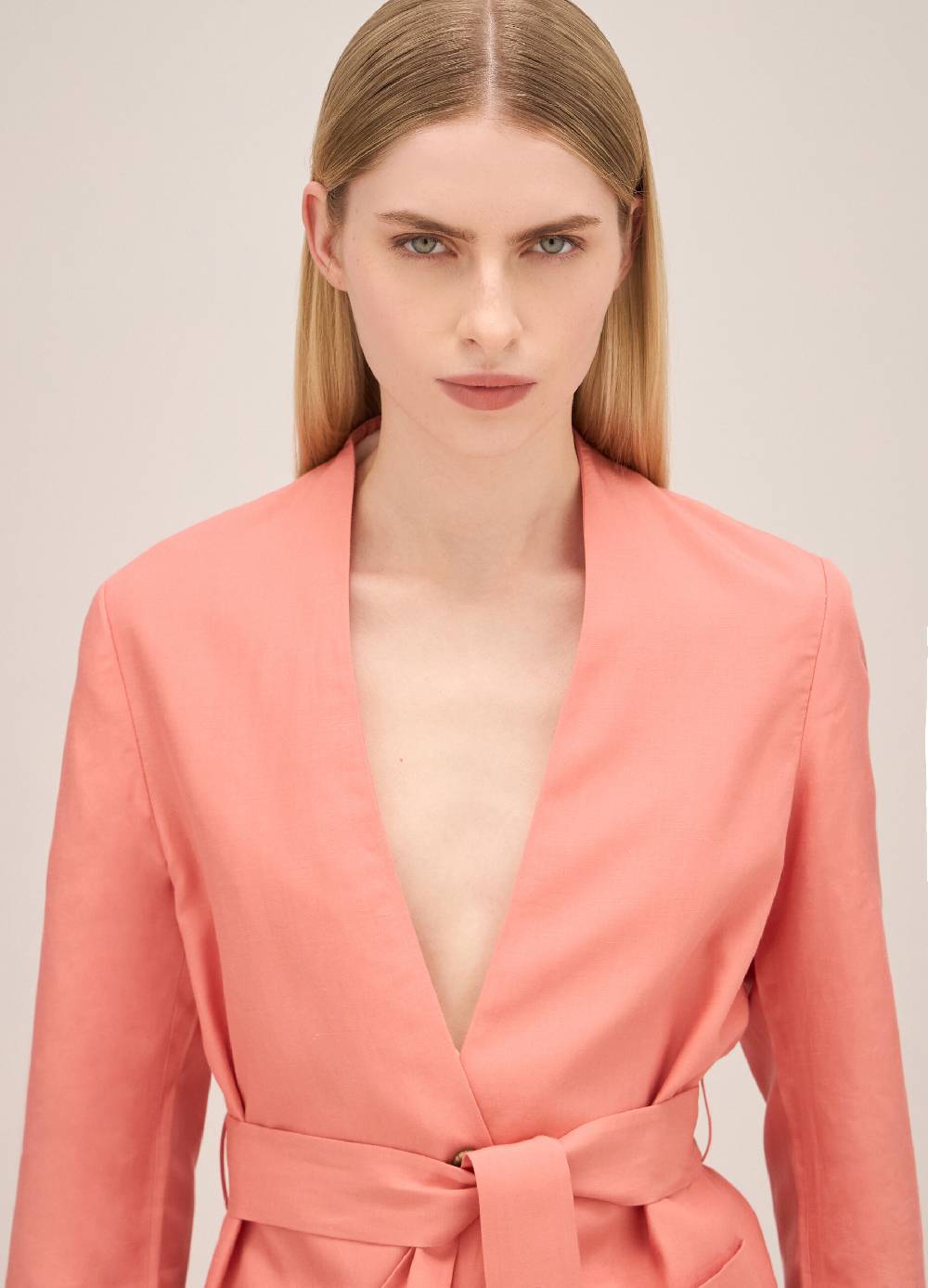 LES COPAINSBlazer misto lino con cintura In Linea
