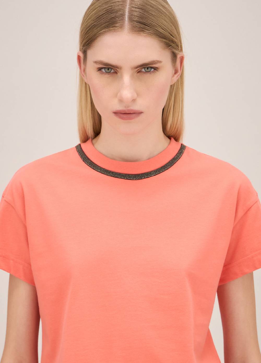 LES COPAINST-shirt in cotone con perline applicate Pezzi Unici