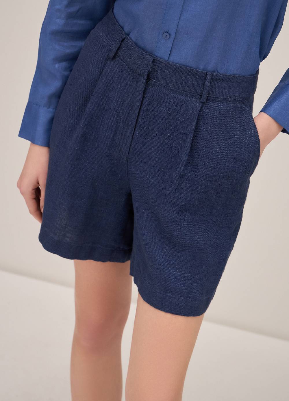 LES COPAINSPantaloni short in lino effetto denim Novità