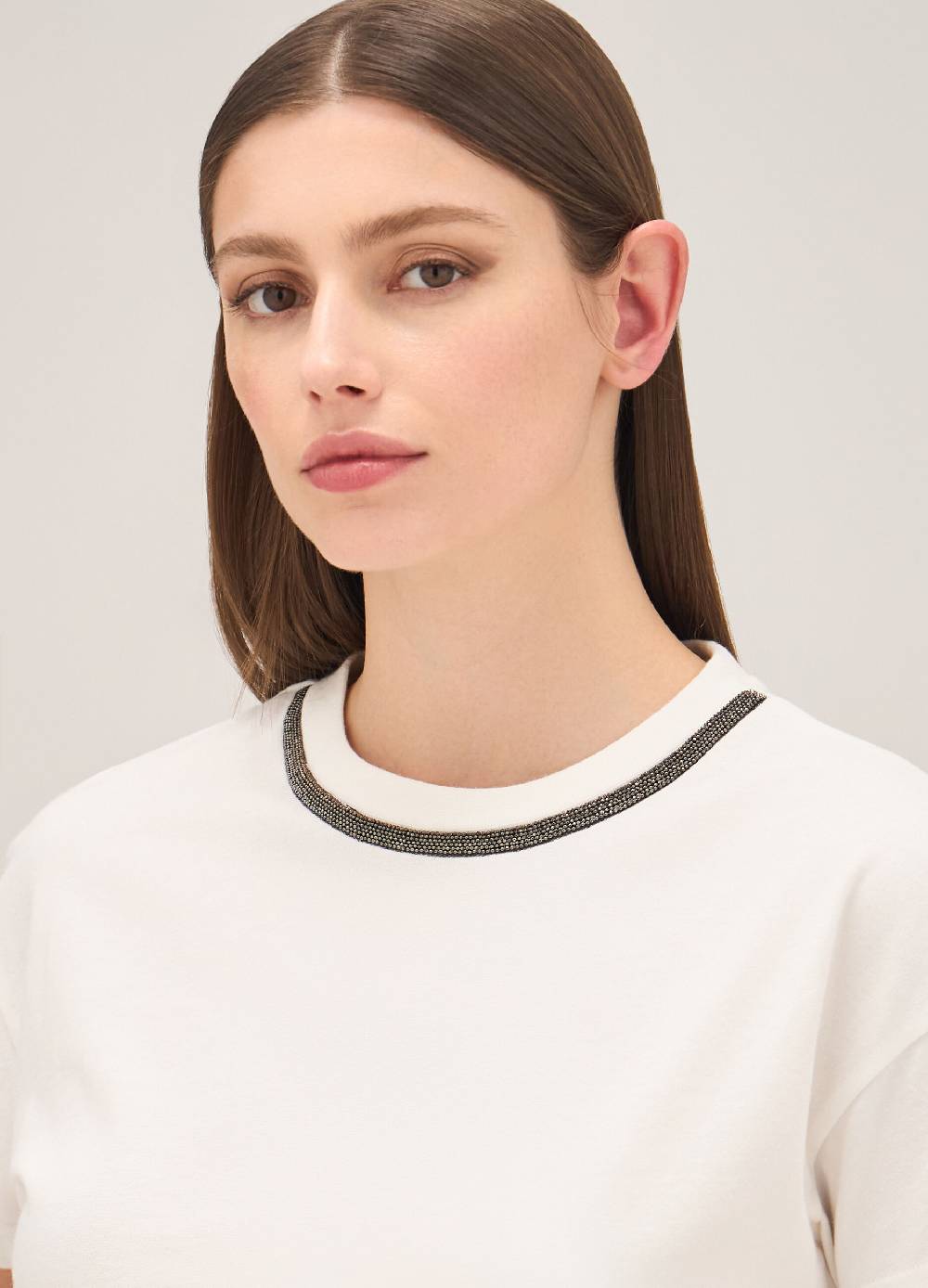 LES COPAINST-shirt in cotone con perline applicate Online
