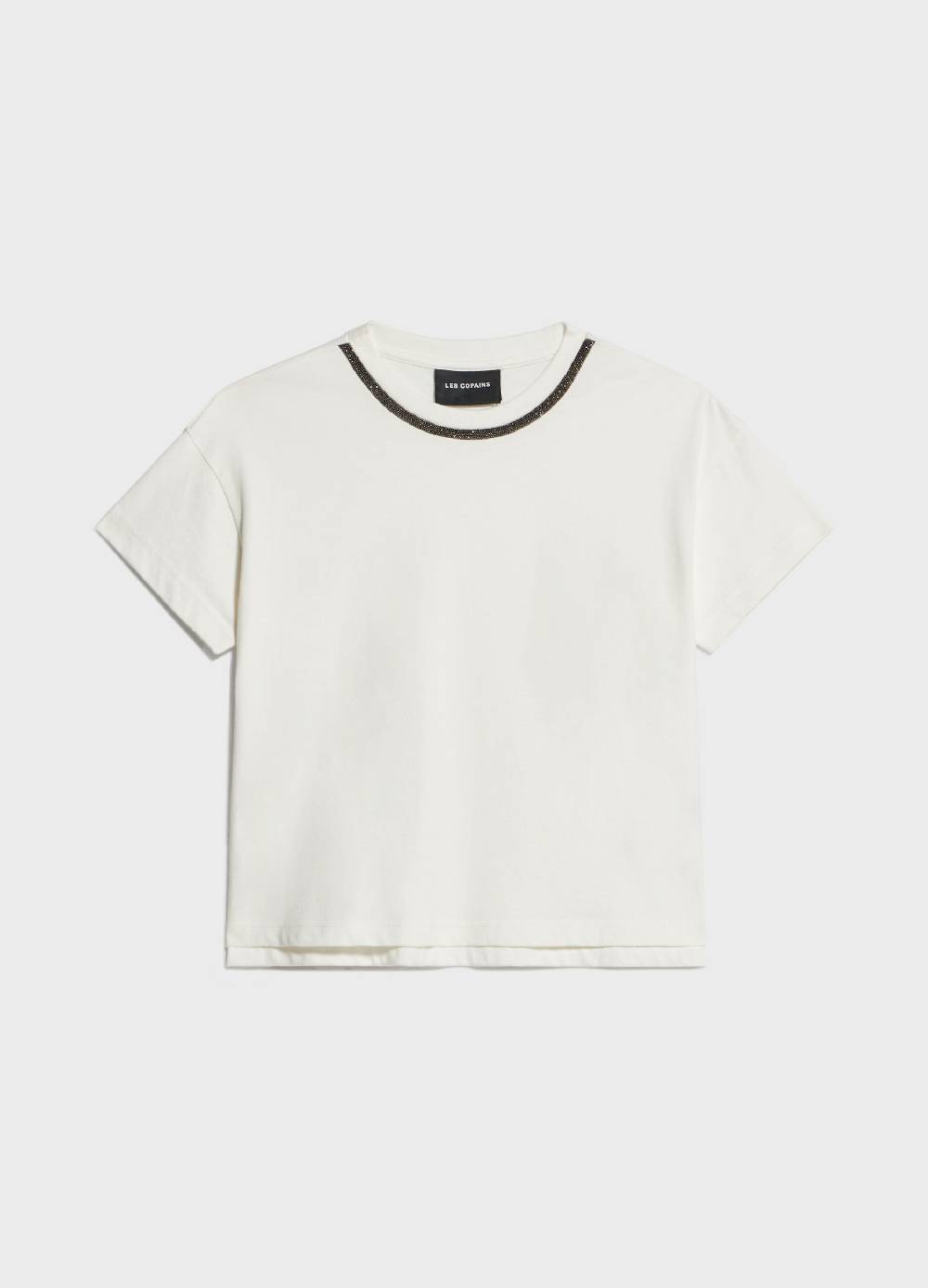 LES COPAINST-shirt in cotone con perline applicate Online