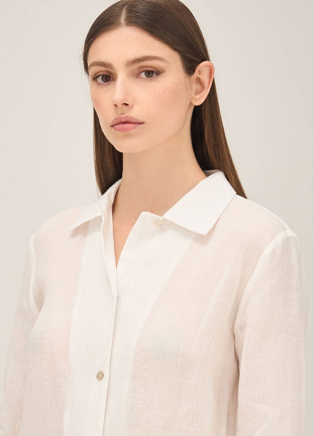 LES COPAINSMaxi abito a camicia in fibre naturali Vendita Calda