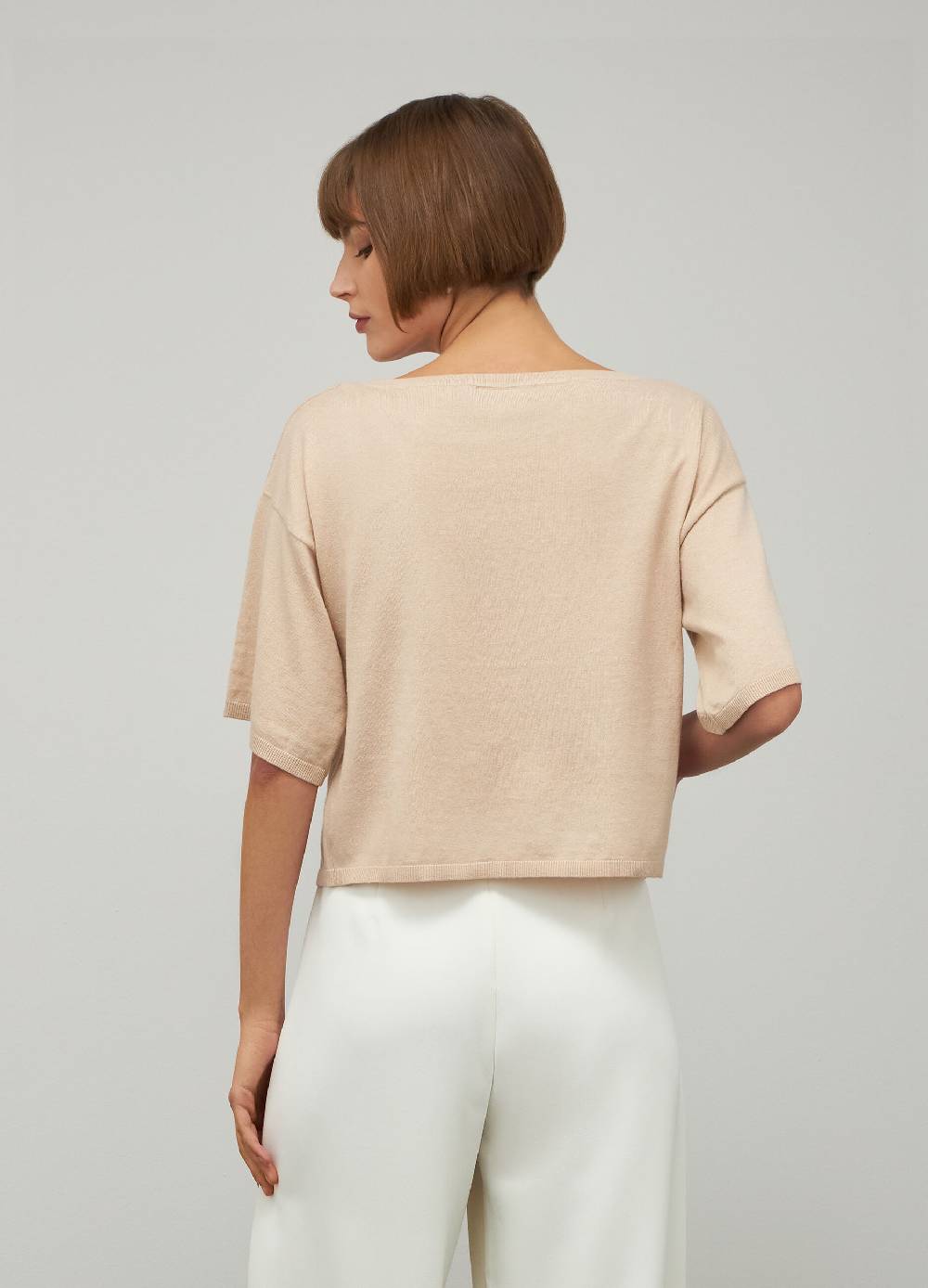 LES COPAINSMaglia tricot a maniche corte in seta e cotone 2025