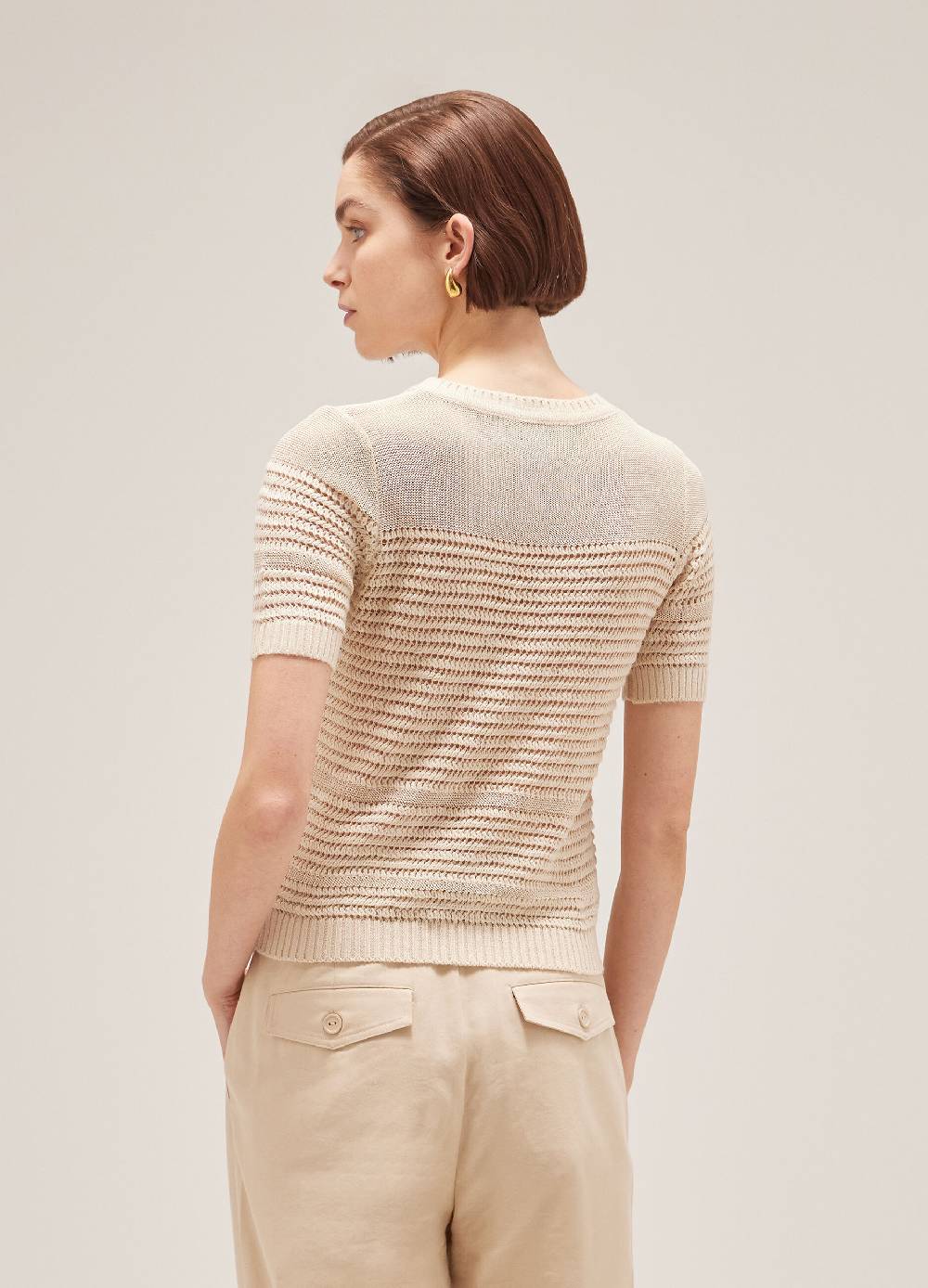 LES COPAINSMaglia tricot a maniche corte traforata Sottocosto