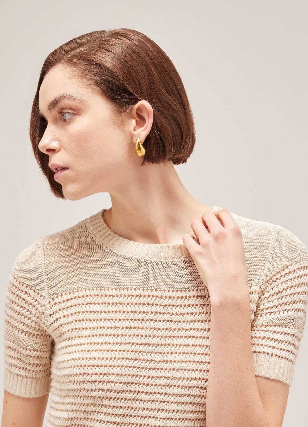 LES COPAINSMaglia tricot a maniche corte traforata Sottocosto