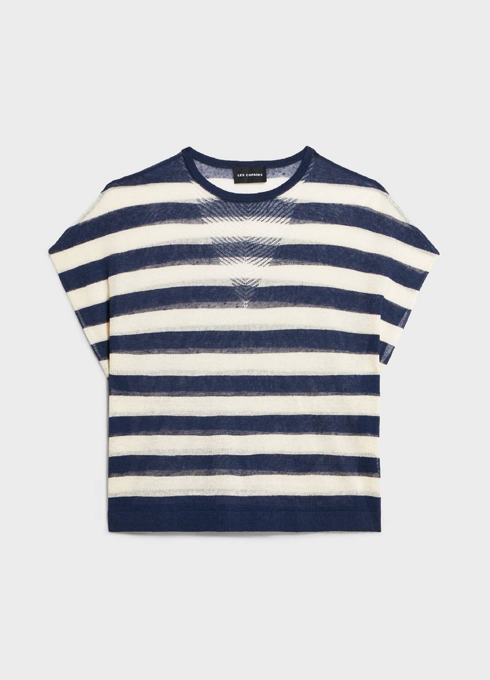 LES COPAINSMaglia tricot a maniche corte in misto lino Saldi Di Fabbrica
