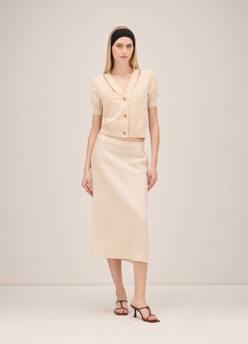 LES COPAINSGonna midi in puro lino Moda
