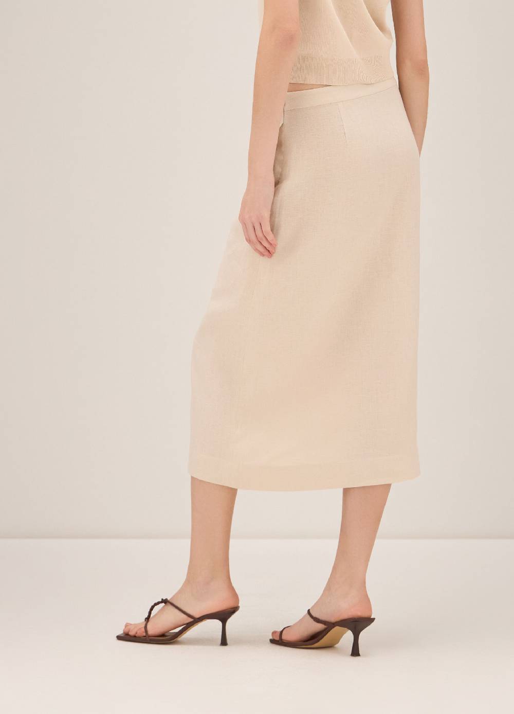 LES COPAINSGonna midi in puro lino Moda