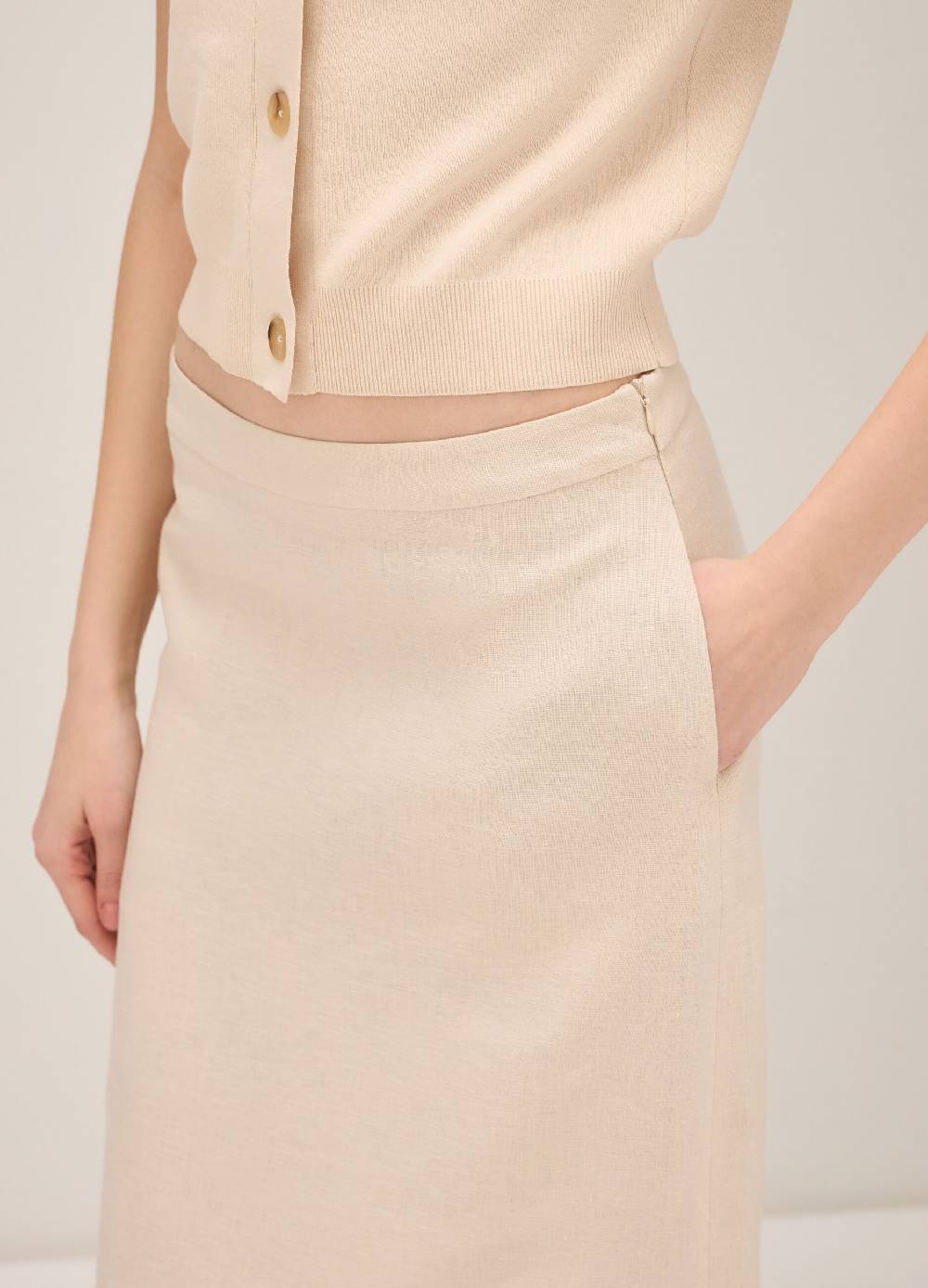 LES COPAINSGonna midi in puro lino Moda
