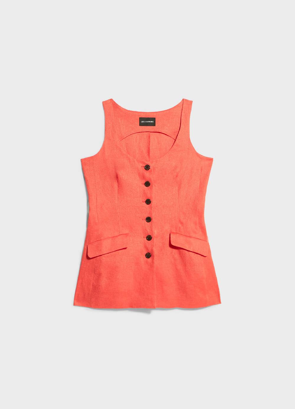 LES COPAINSGilet lungo in puro lino Promozione