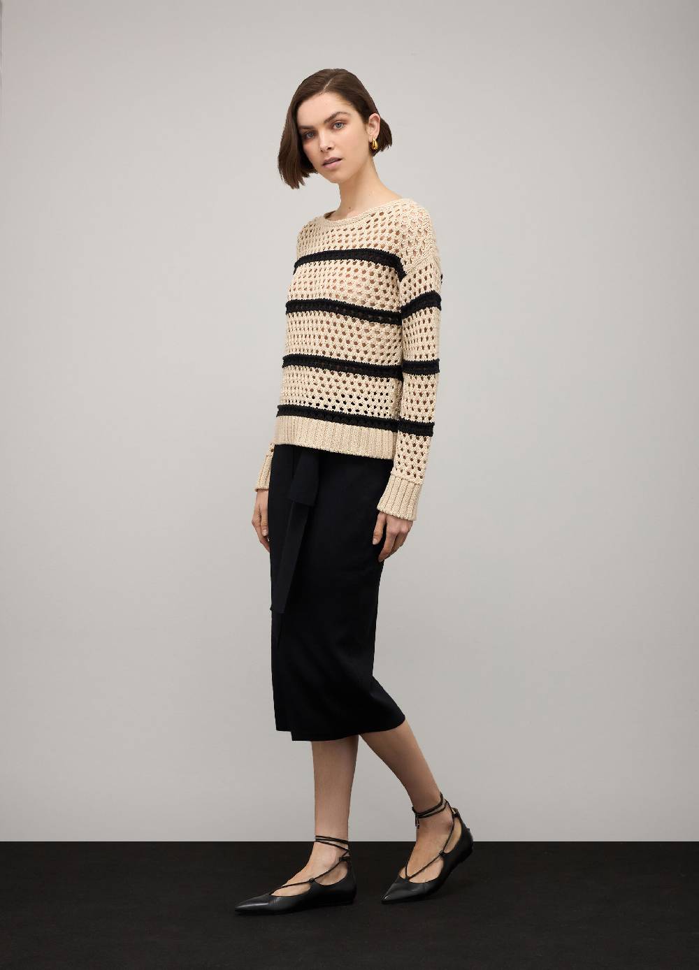 LES COPAINSMaglione tricot misto cotone a righe Saldi Di Fabbrica