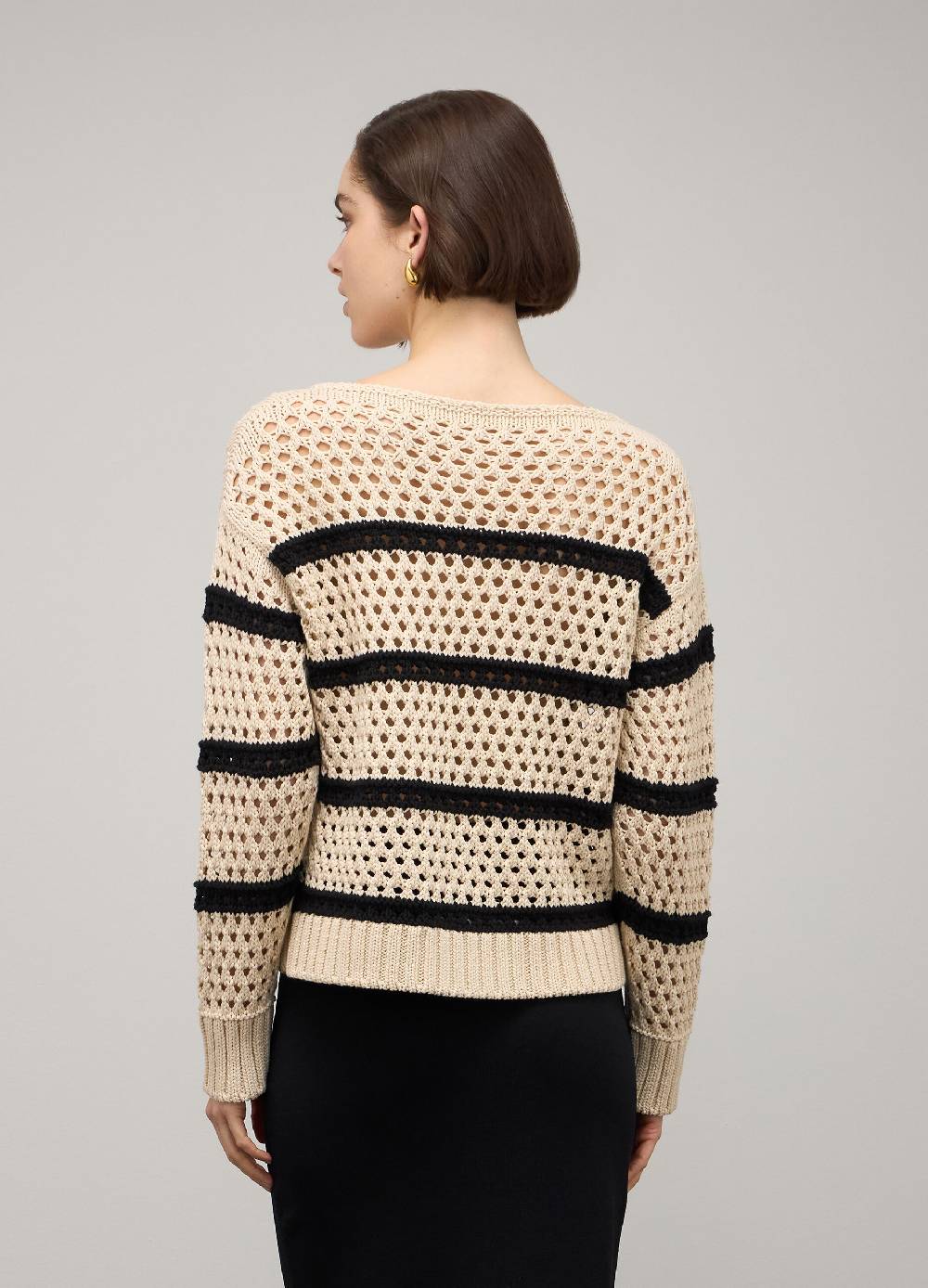 LES COPAINSMaglione tricot misto cotone a righe Saldi Di Fabbrica