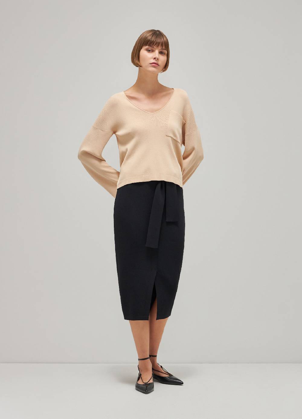 LES COPAINSMaglia tricot con scollo a V in misto viscosa Vendita calda