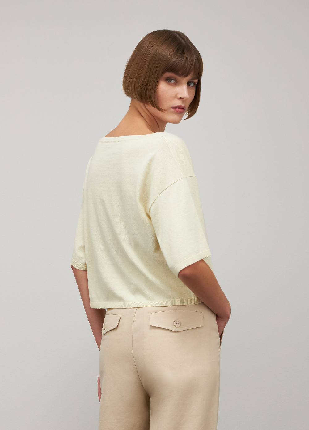 LES COPAINSMaglia tricot a maniche corte in seta e cotone Online Outlet