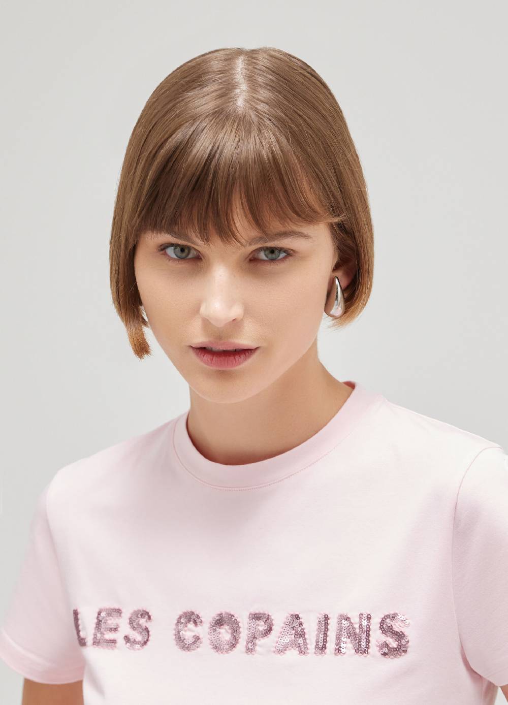 LES COPAINST-shirt a mezza manica in cotone stretch In Linea