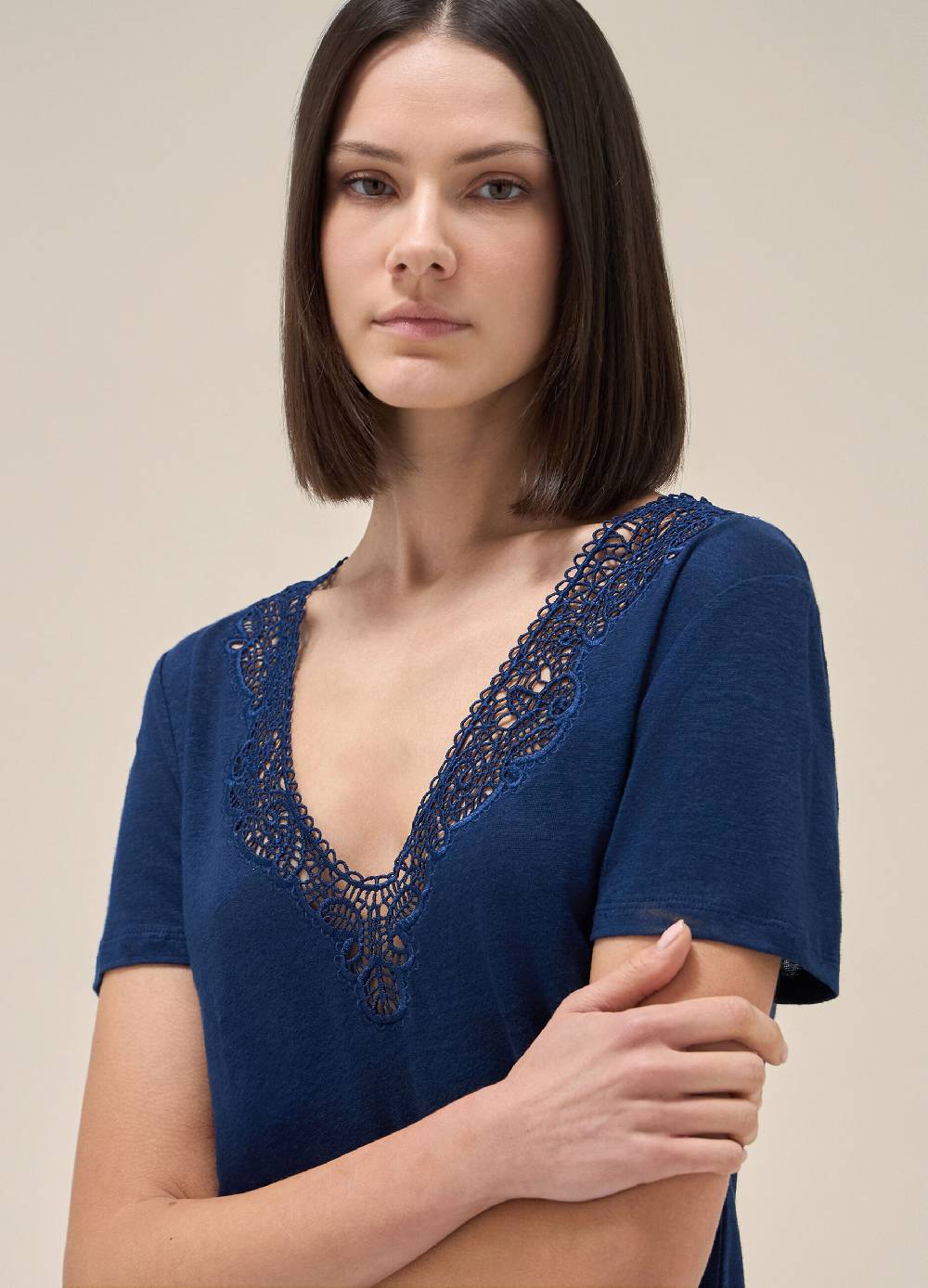 LES COPAINST-shirt a maniche corte in lino Outlet