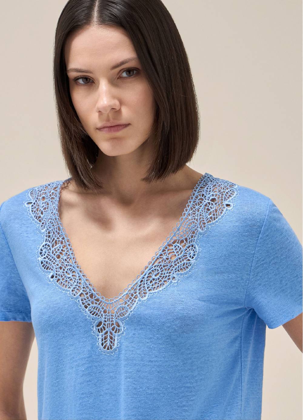 LES COPAINST-shirt a maniche corte in lino In Vendita