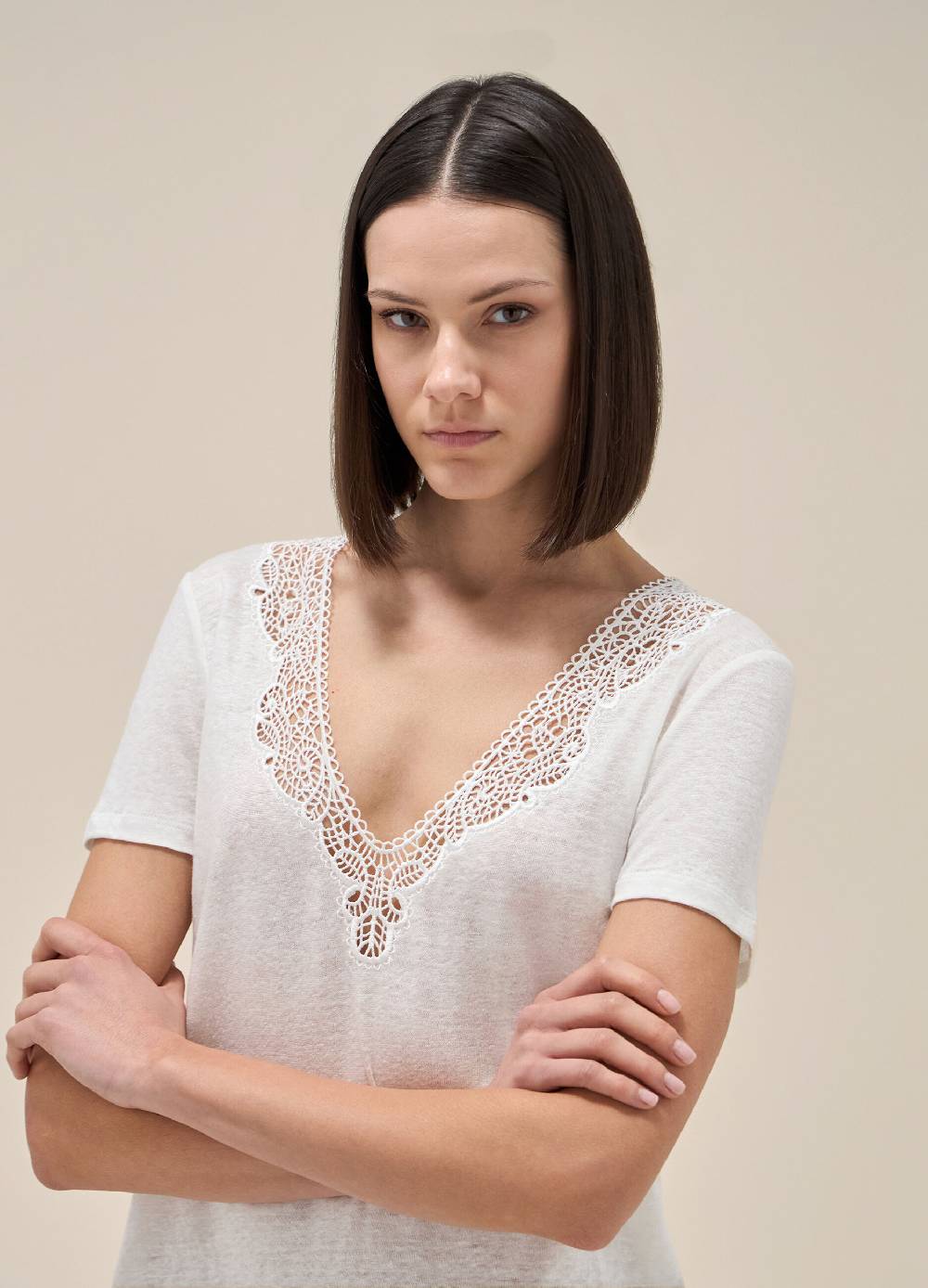 LES COPAINST-shirt a maniche corte in lino Hotsell