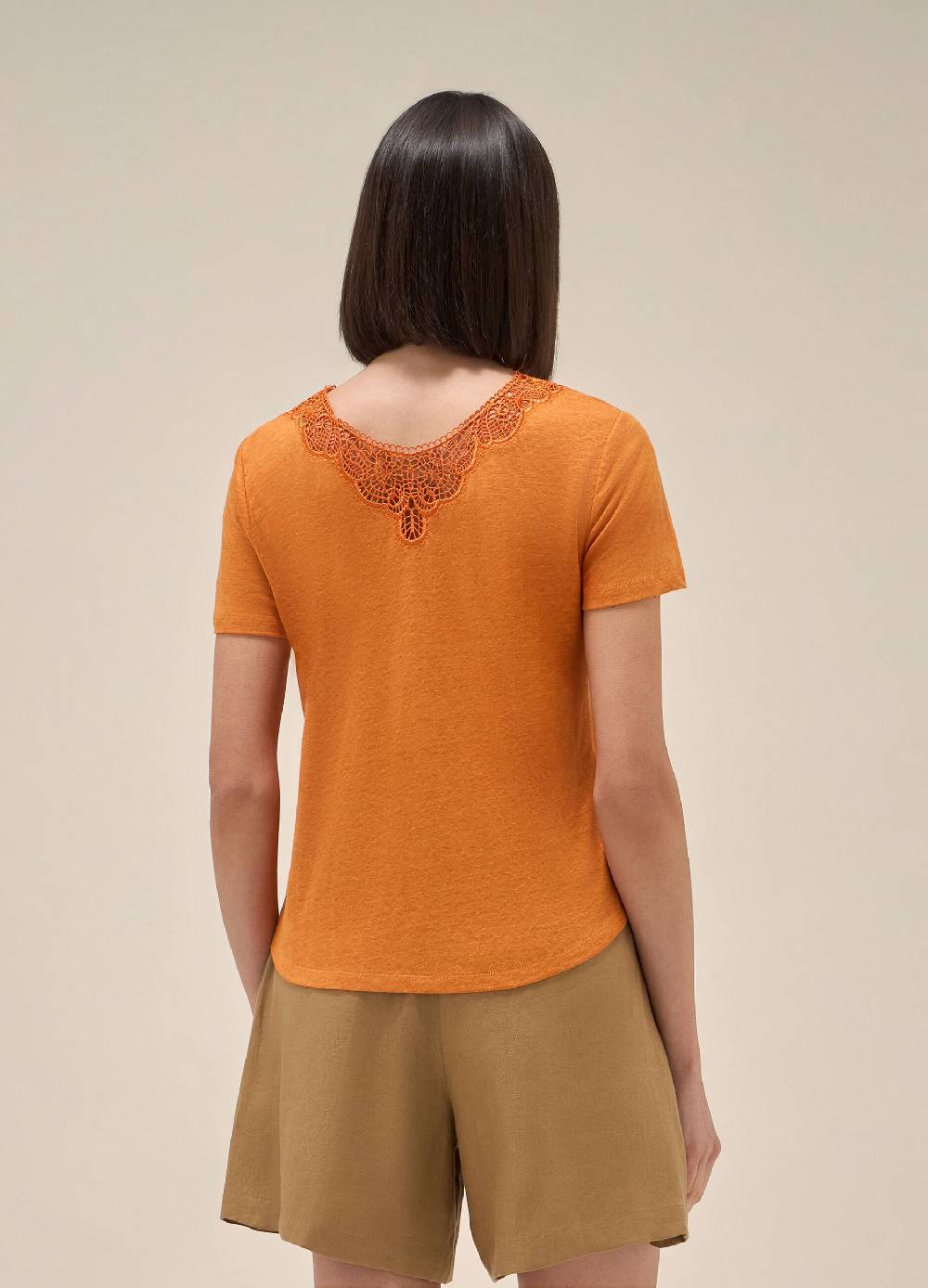 LES COPAINST-shirt a maniche corte in lino Vendita Calda