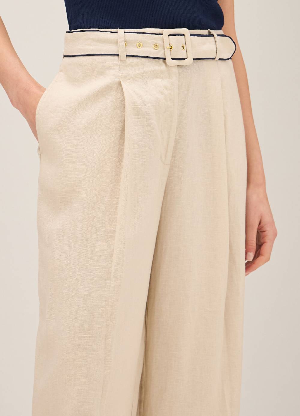 LES COPAINSPantaloni straight fit in lino Prezzo di fabbrica