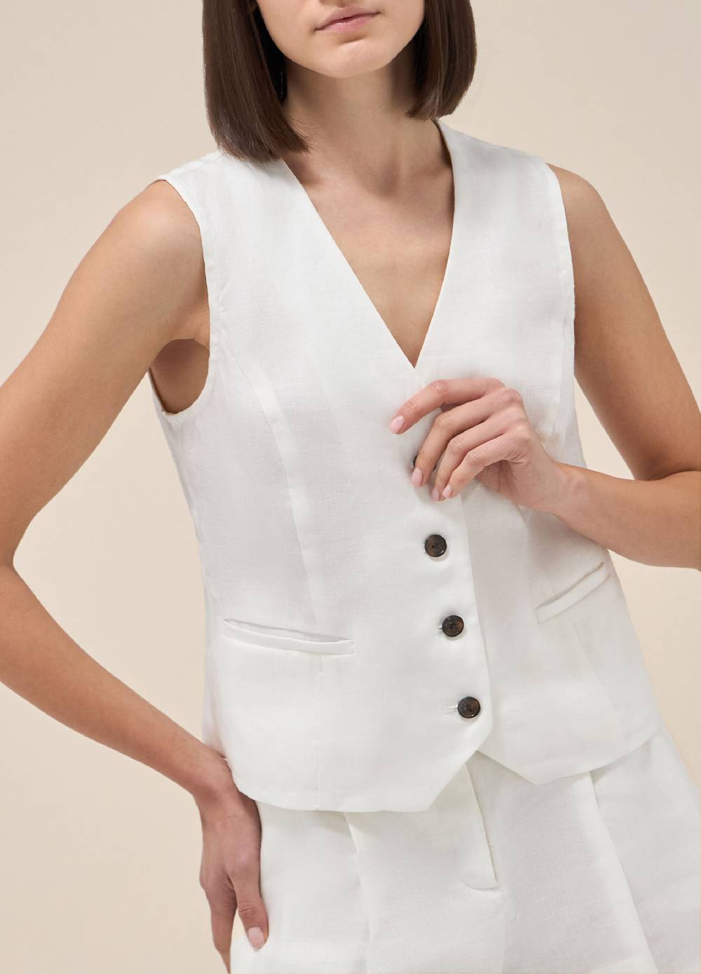 LES COPAINSGilet in puro lino Grande vendita