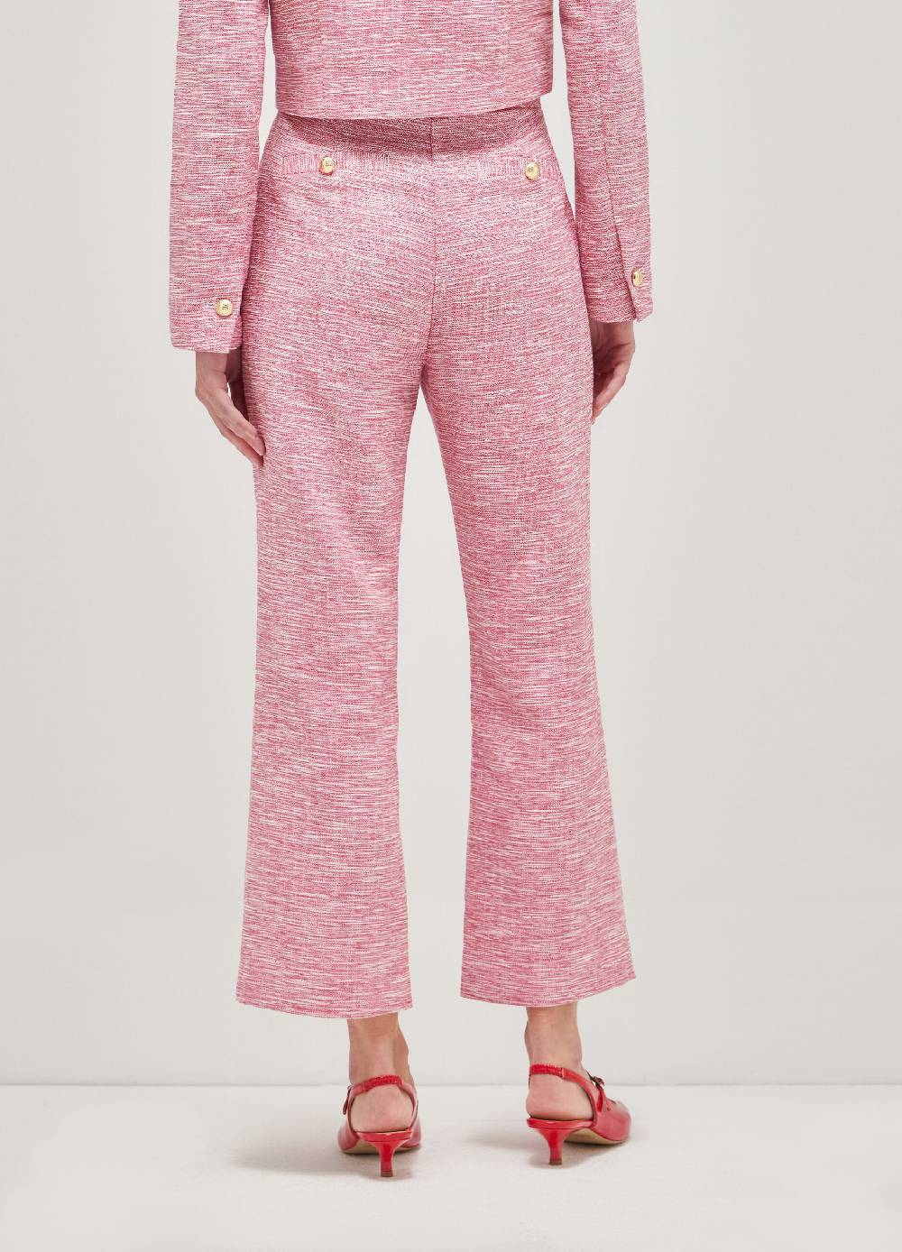 LES COPAINSPantaloni flare fit effetto tweed Offerta natalizia