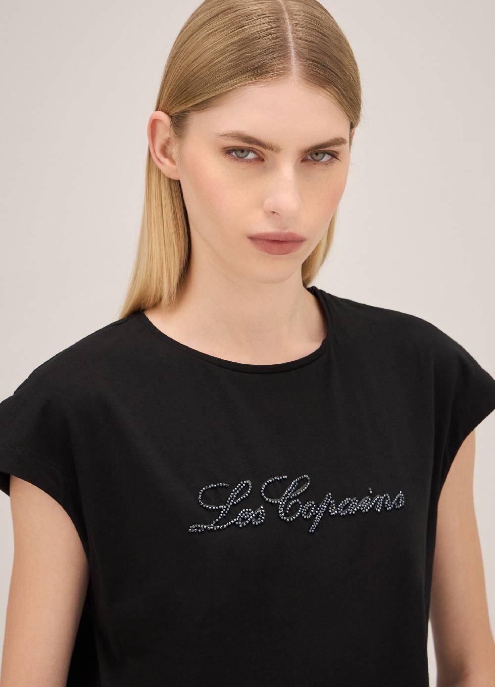 LES COPAINST-shirt in cotone stretch con lettering Liquidazione