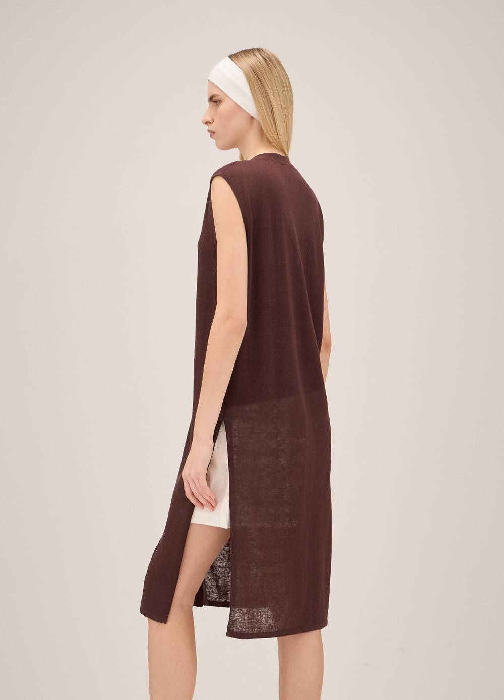 LES COPAINSGilet lungo tricot in misto lino Super Saving Price