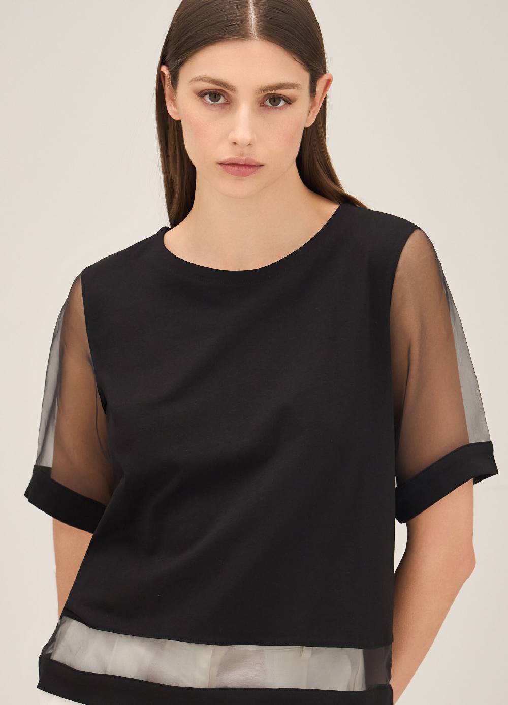 LES COPAINST-shirt in cotone con inserti Fino al 50% di sconto