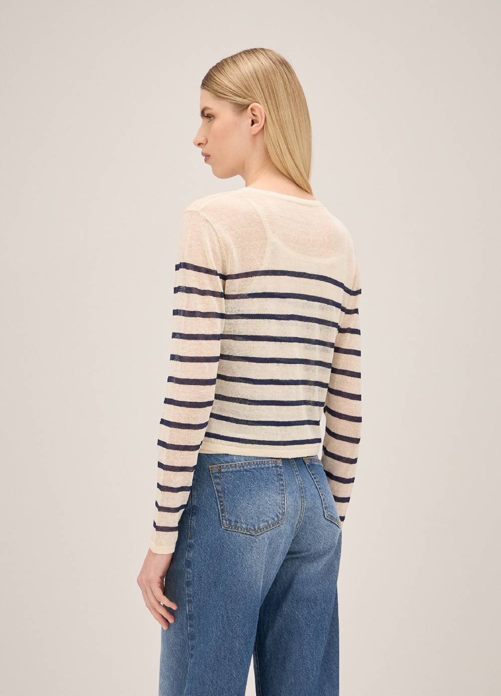 LES COPAINSCardigan tricot a righe misto lino Fino al 65% di sconto