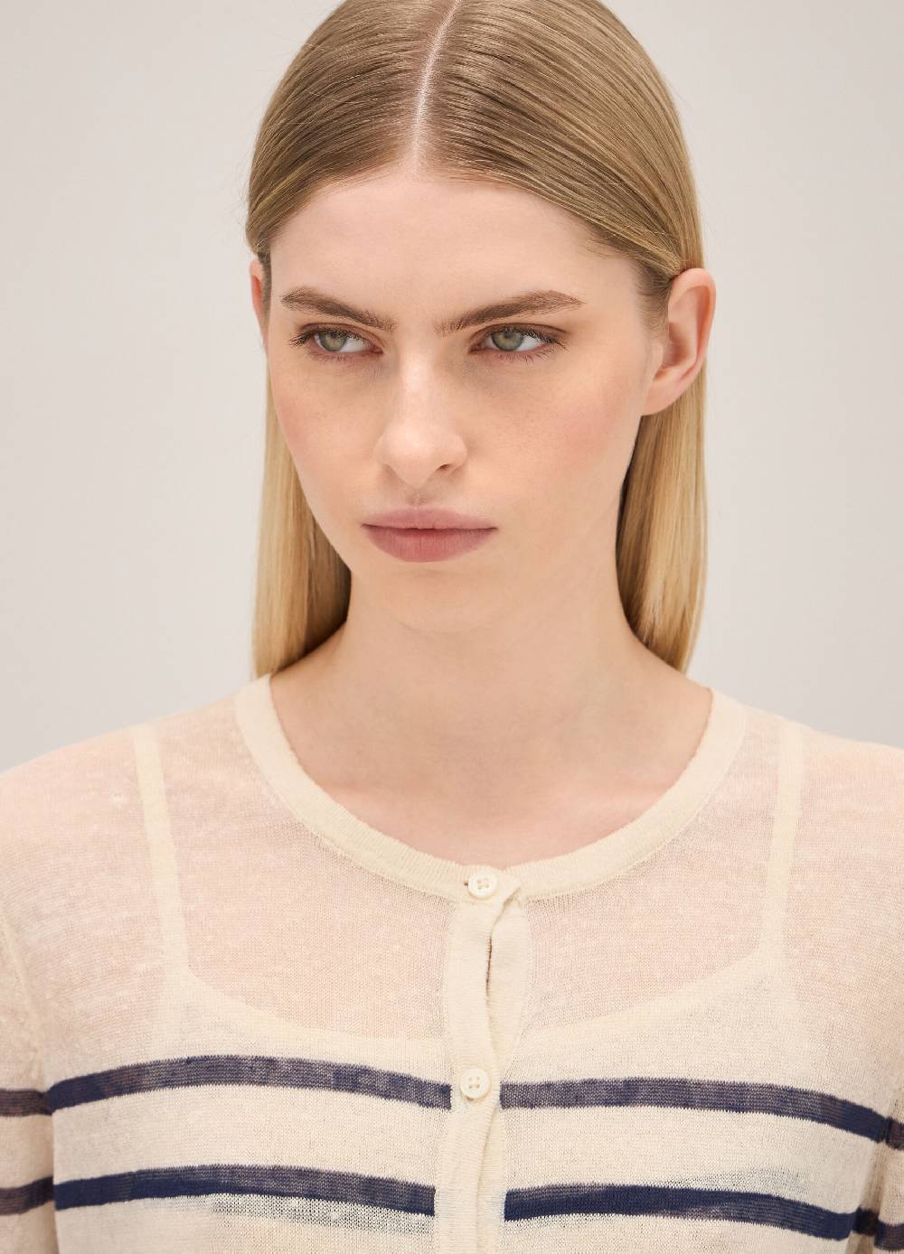 LES COPAINSCardigan tricot a righe misto lino Fino al 65% di sconto