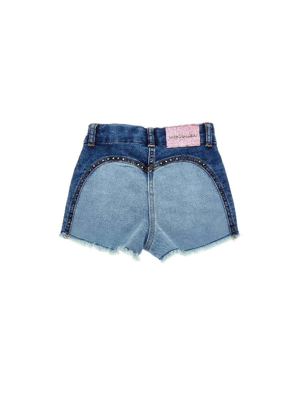 Monnalisa Shorts denim felpa ricamati In Linea
