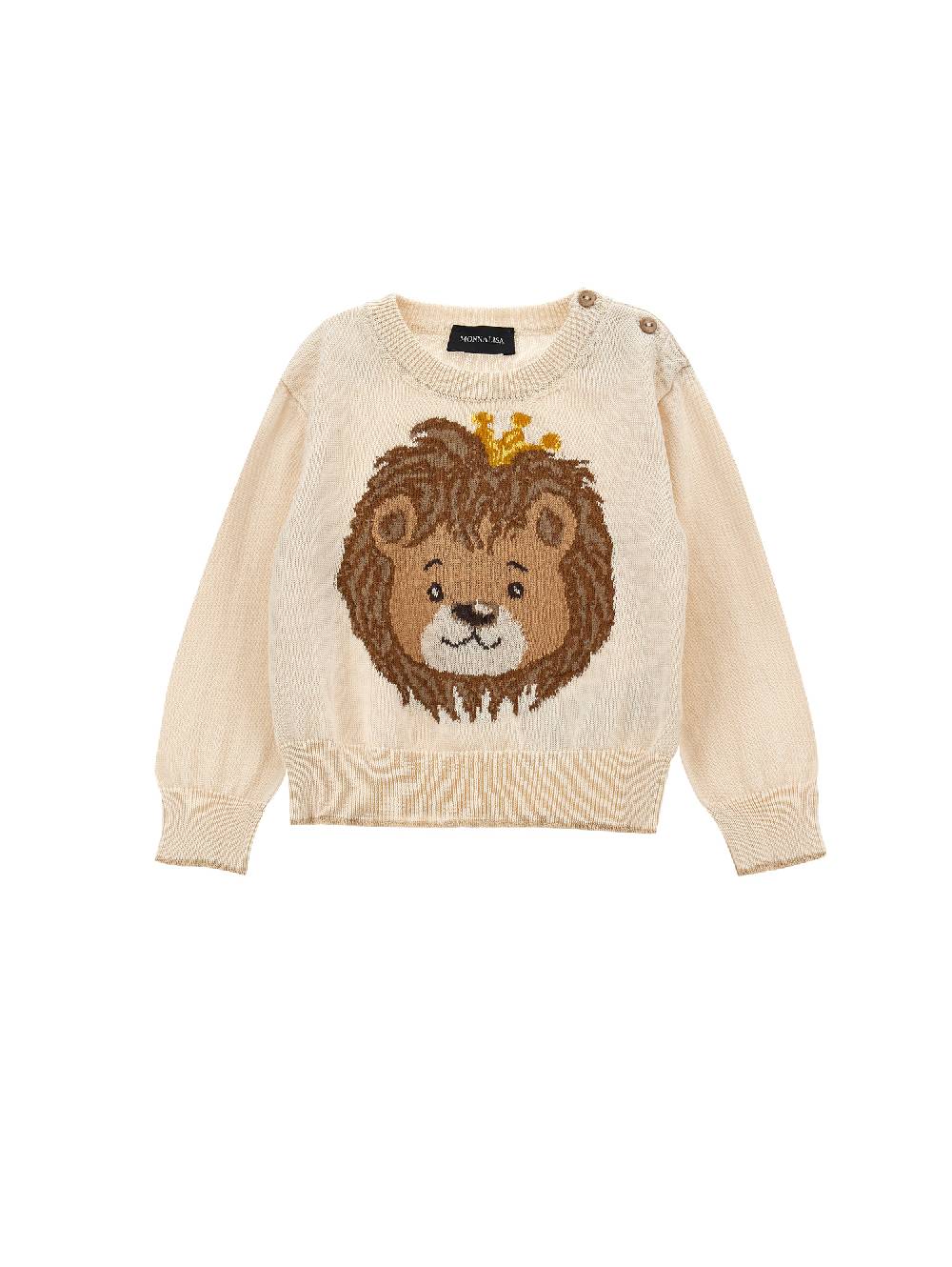 Monnalisa Pull cotone intarsio leone In Saldo