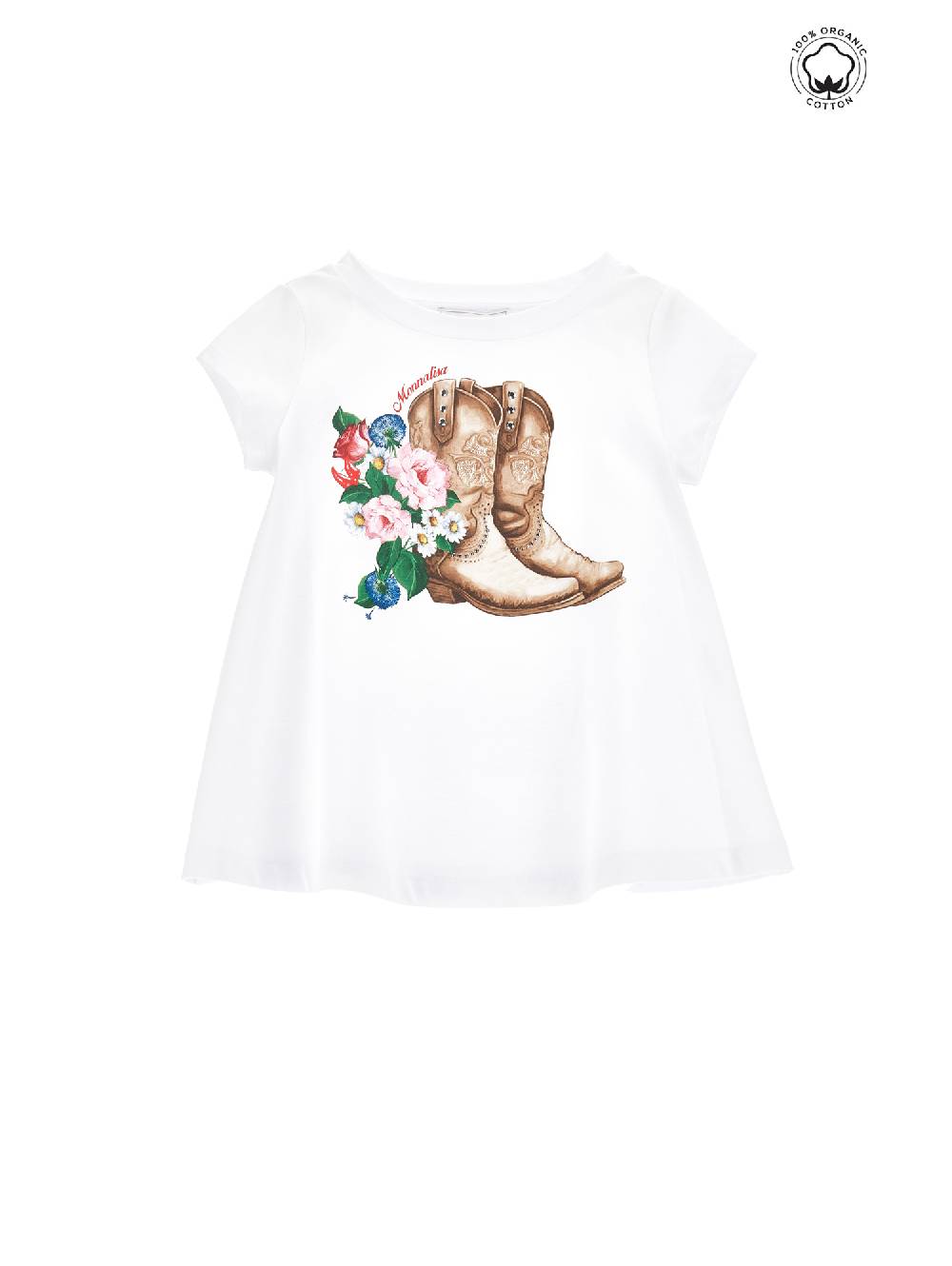 Monnalisa Maxi t-shirt cotone organico stampa texani Outlet