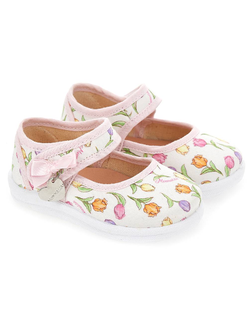 Monnalisa Ballerine in gabardina stampa tulipani Saldi Di Fabbrica