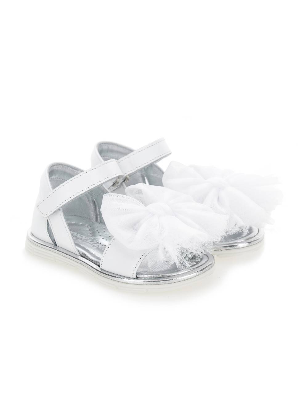 Monnalisa Sandali pelle con fiocchi tulle In Saldo