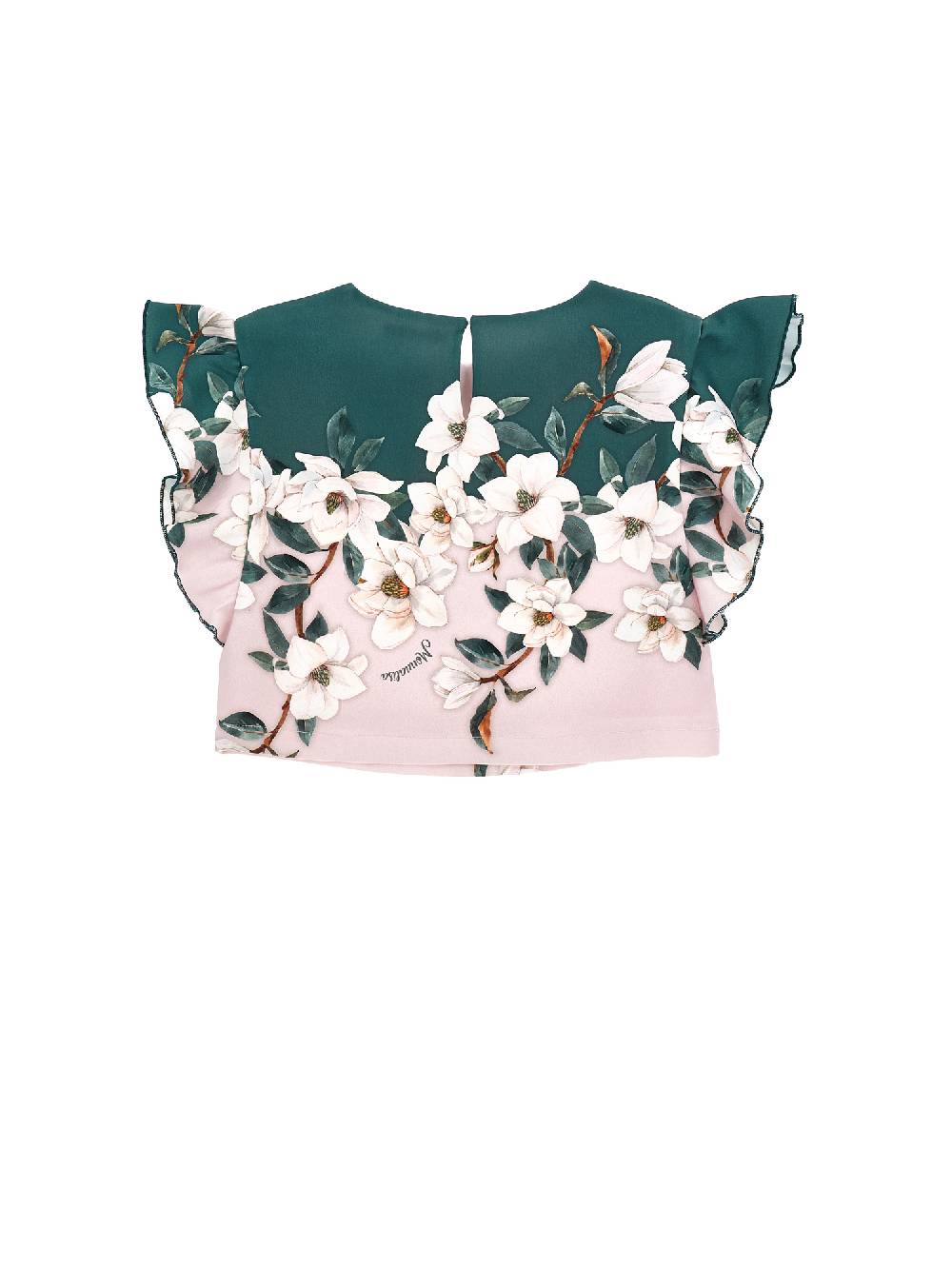 Monnalisa Top cropped stampa magnolie Economico