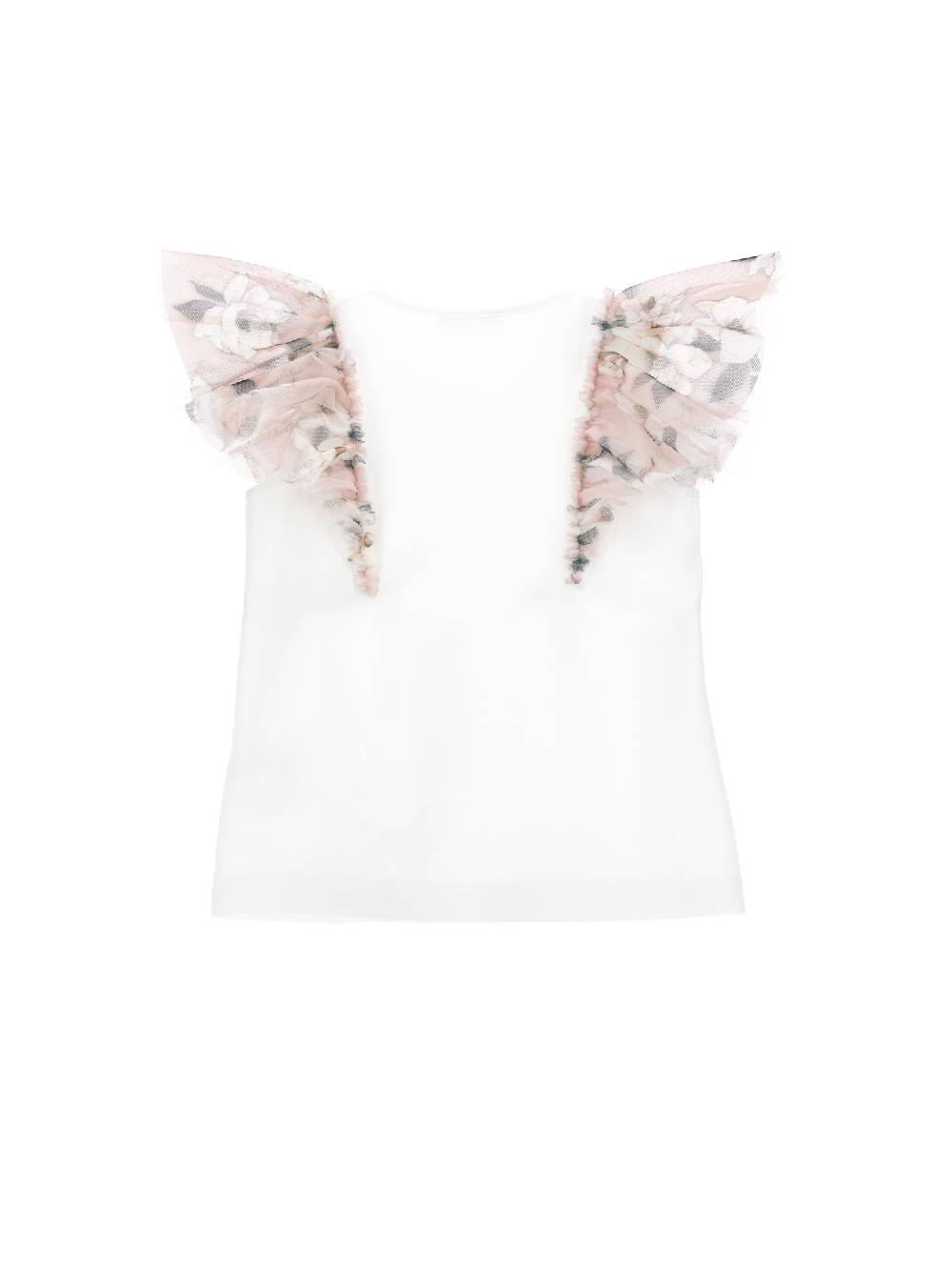 Monnalisa T-shirt jersey con galette a fiori Outlet