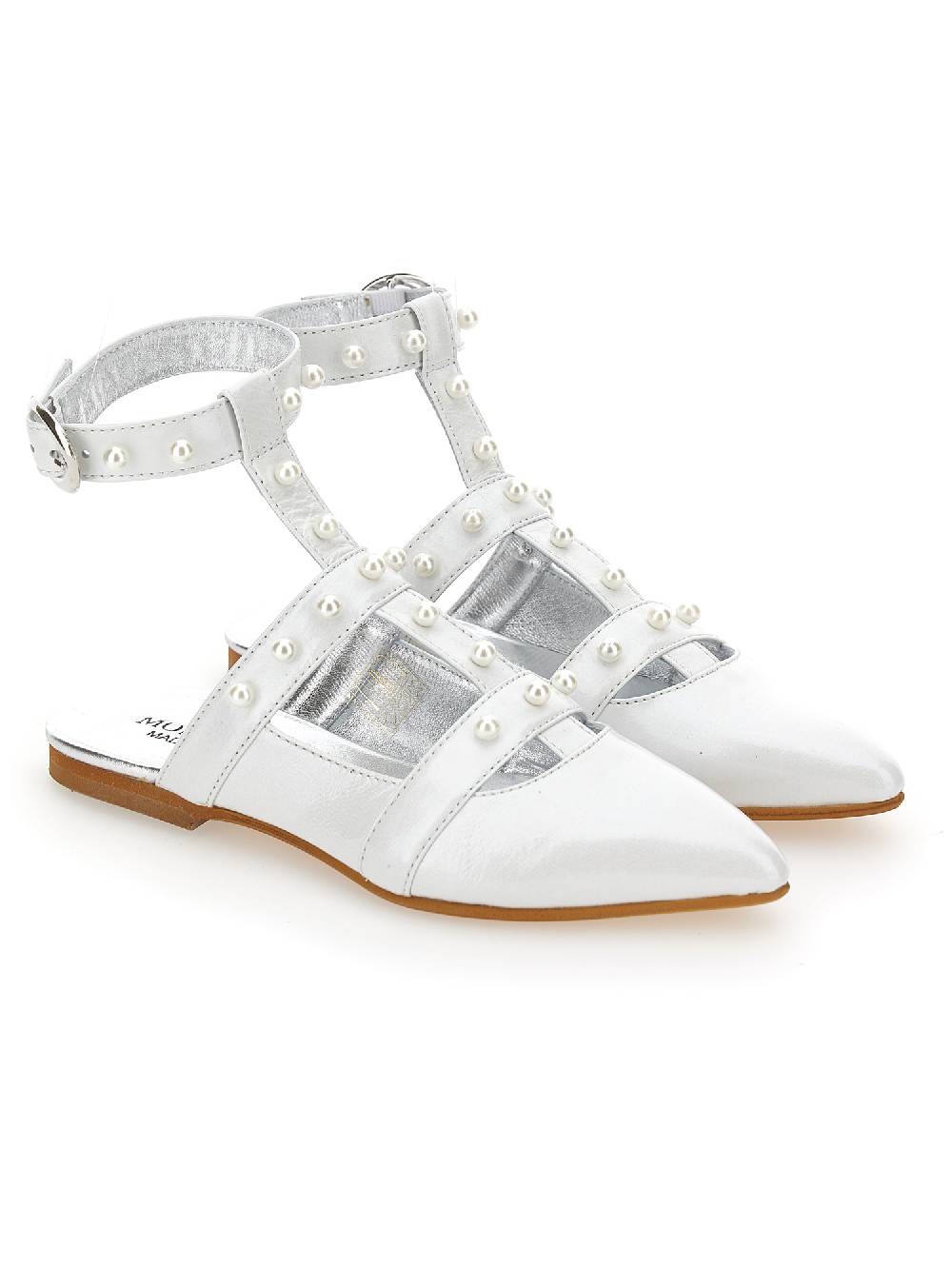 Monnalisa Slingback pelle con perle Saldi Di Fabbrica
