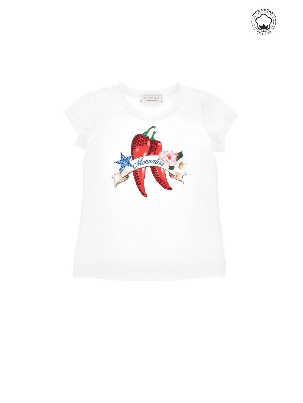 Monnalisa T-shirt cotone organico stampa peperoncino Grandi sconti