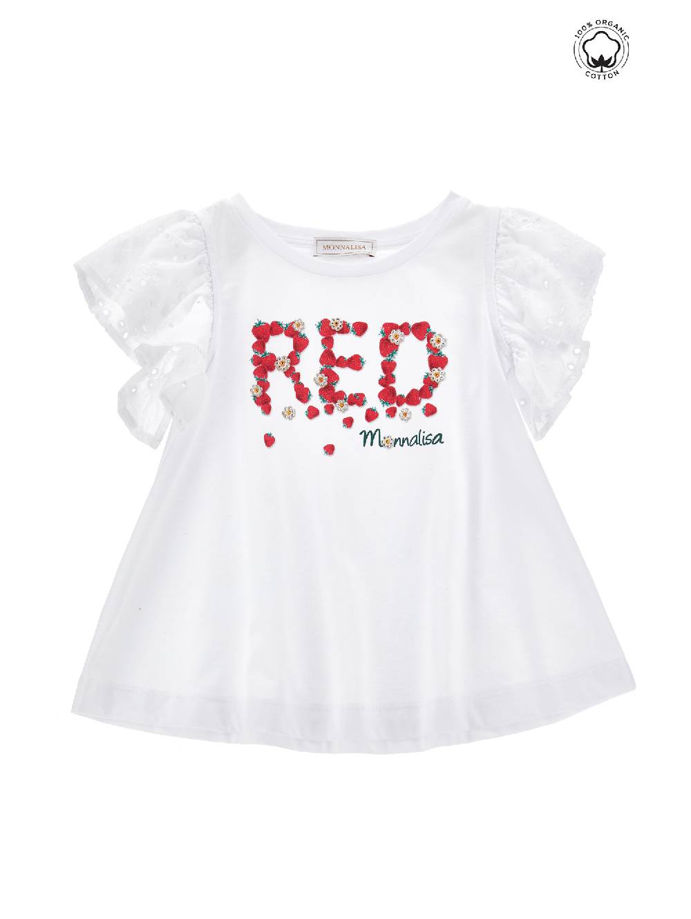 Monnalisa T-shirt cotone organico sangallo Enormi risparmi