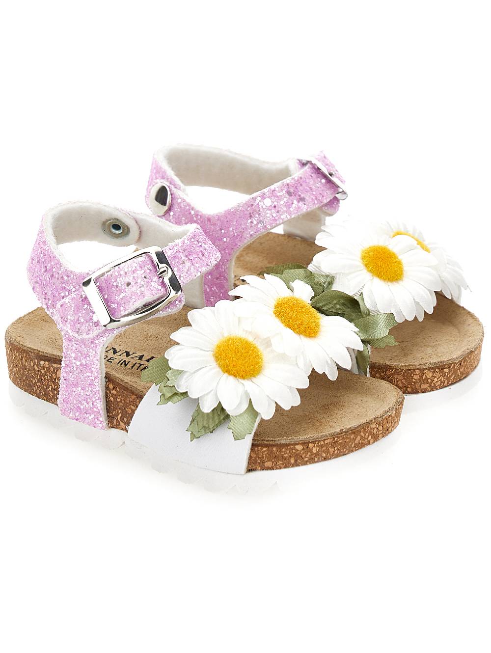 Monnalisa Sandaletti glitter con margherite Sostegno trimestrale
