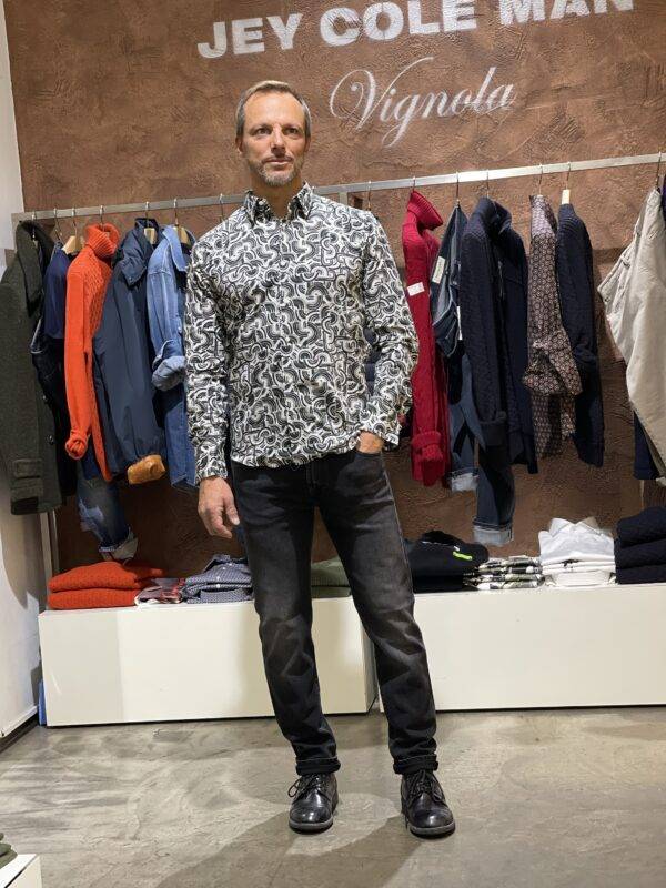 JCM Jey Coleman Camicia uomo cotone fantasia slim fit Adb In Vendita